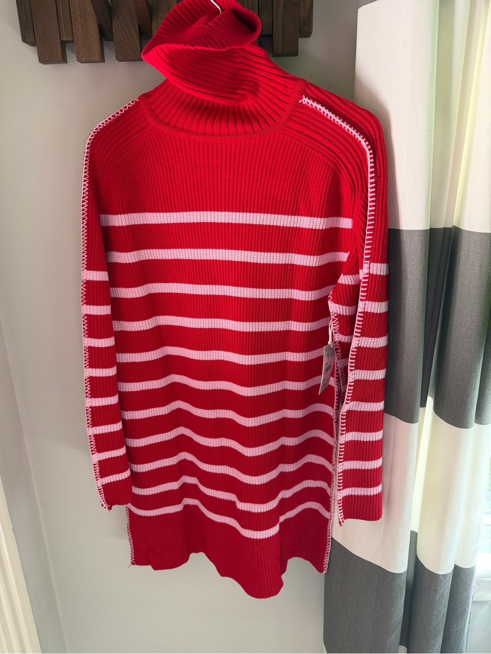 Women’s Red & Pink Striped sweater dress